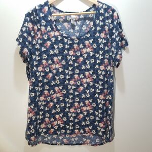 Disney x LuLaRoe Mickey Mouse Women's Top Shirt 2XL Blue Tunic Short Sleeved